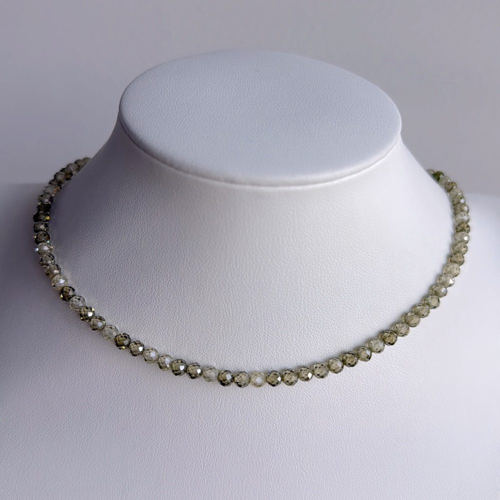 58. Olive green cz crystal necklace
